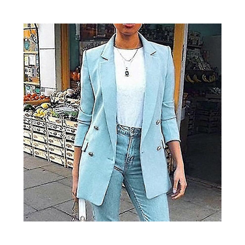 (M, Blue) Women Formal Blazer Jacket Suit Coat Casual Outwear 5062994760983