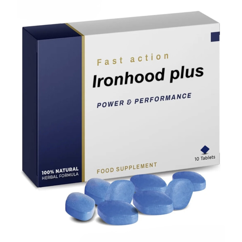 Ironhood Plus Blue 10 X Pills For Men 100Mg Natural Supplement Enhanced Performance
