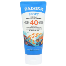 Badger, Sport, Mineral Solbriller Creme, SPF 40, Uden Duft, 2,9 fl oz (87 ml)
