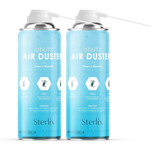 Sterlix Air Duster Can 400ml  Compressed Air Spray Can Dust Cleaner, 2 Pack