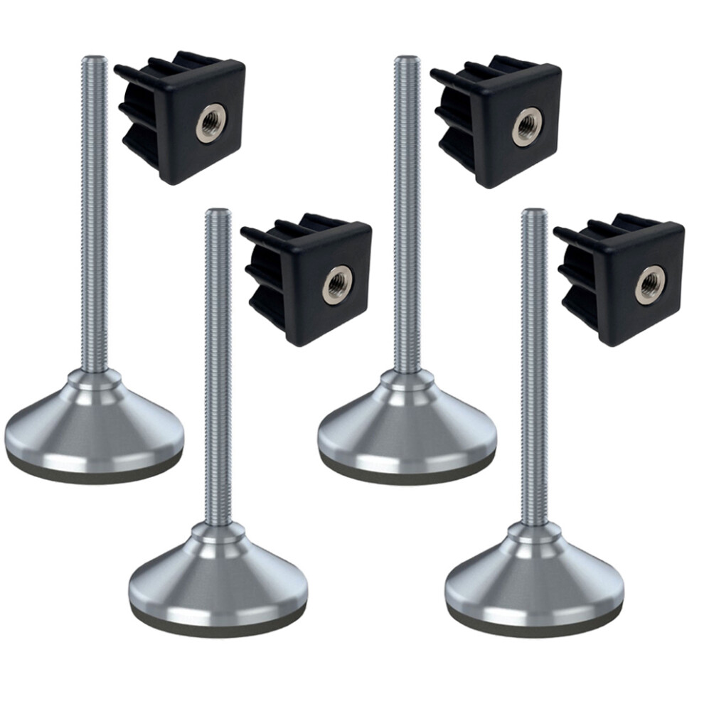 Stainless Foot M12x150 80Mm Base Has Rubber Pad + Insert 40X40x1.5mm - Set Of 4 5056116816832