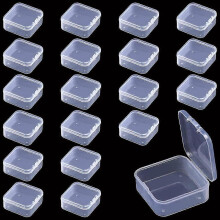 (As show, One size) 20 Pieces Small Clear Plastic Boxes Plastic Boxes With Square Lid Mini Clear Plastic Box Small Plastic Containers For Beads, Jewelry, Pills