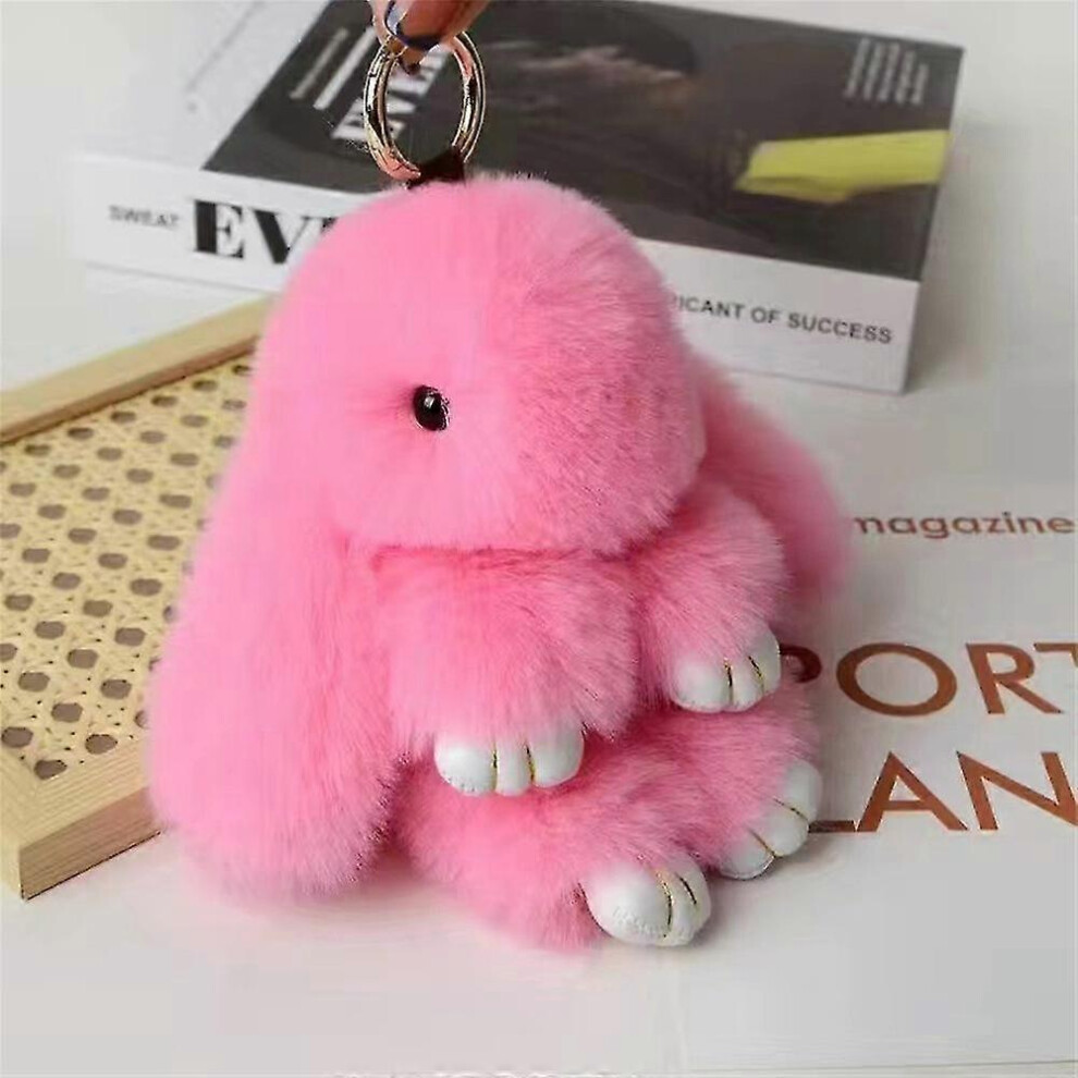 (As Show, One Size) Adorable Fur Bunny Fluffy Rabbit Plush Toy Keyring Bag Charm Pendant Keychain 5063595993718