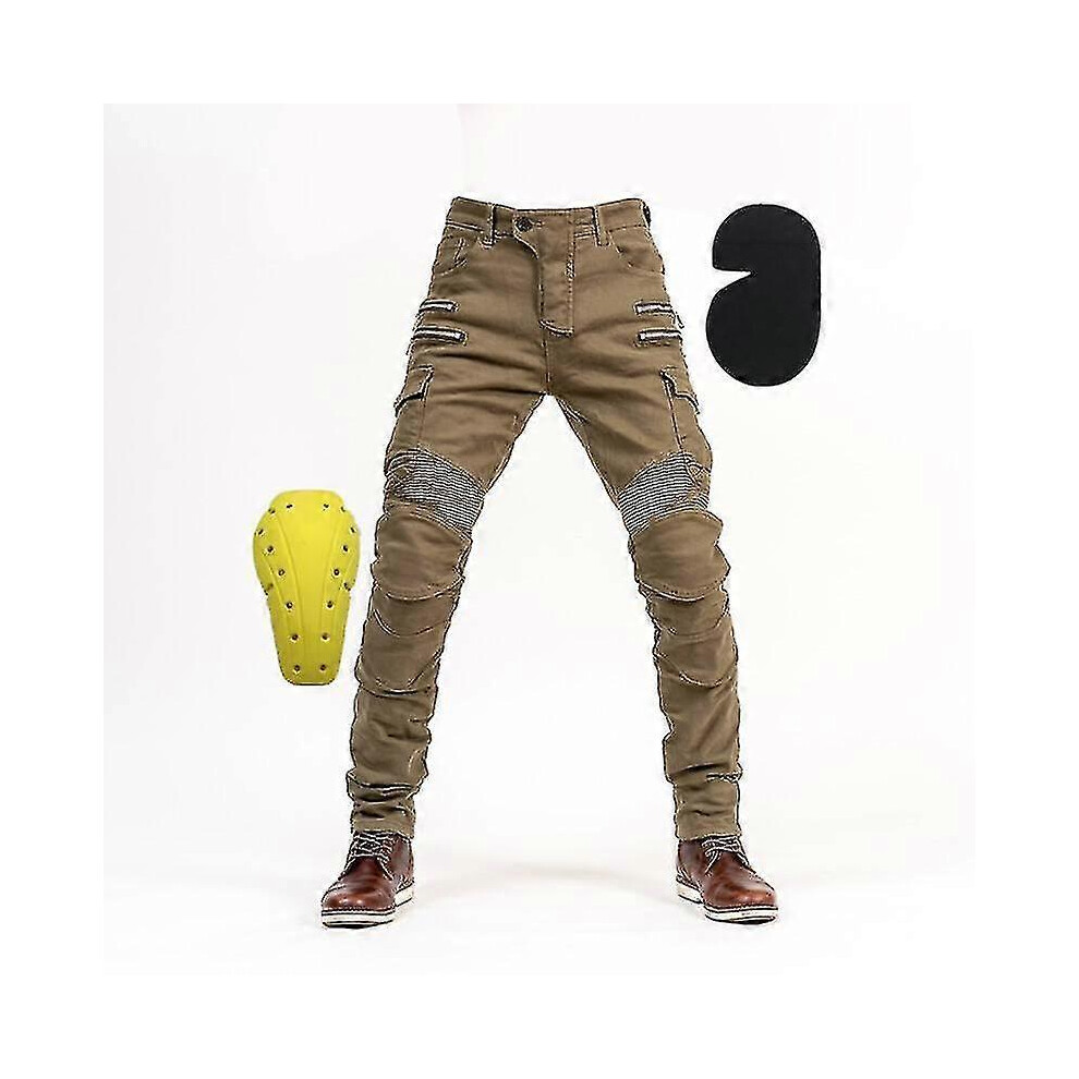(EU-XXL, khaki) Pants Motorcycle Pants Men Moto Jeans Protective Gear Riding Touring Motorbike Trousers Motocross Pants Moto Pants-image-OPC-PG8RT62-NEW