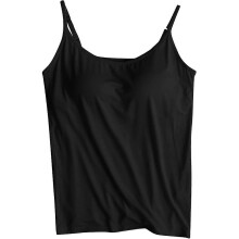 (M, Black) Women Tank With Built-in Bra Adjustable Spaghetti Strap Tank Top Gift For Christmas Birthday New Year