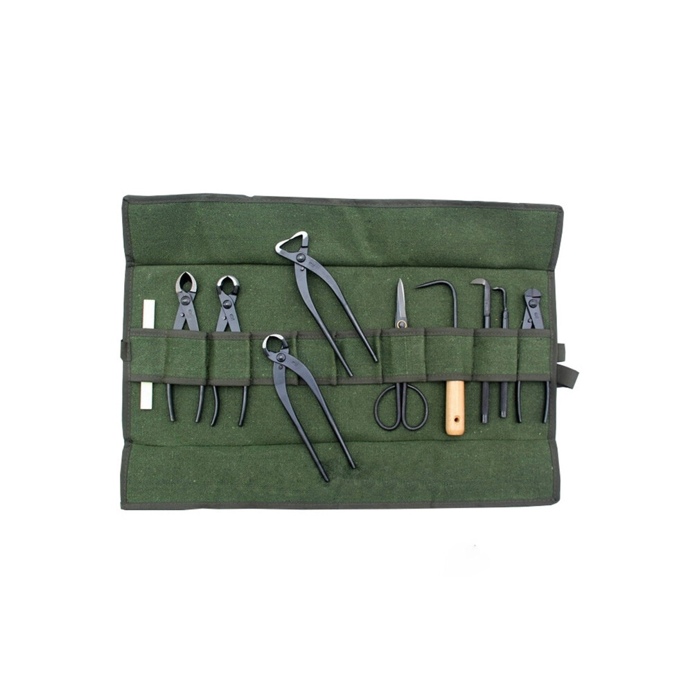 Japanese Style Bonsai Tools Storage Package Roll Bag Canvas Tool Set Case for Orchard Scissors Pliers Storage Bag Pouch