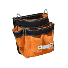 Leather Tool Pouch Heavy Duty Multiple Storage Pockets Electrician Tool Belt for Electrician Woodworking Carpenter Adults