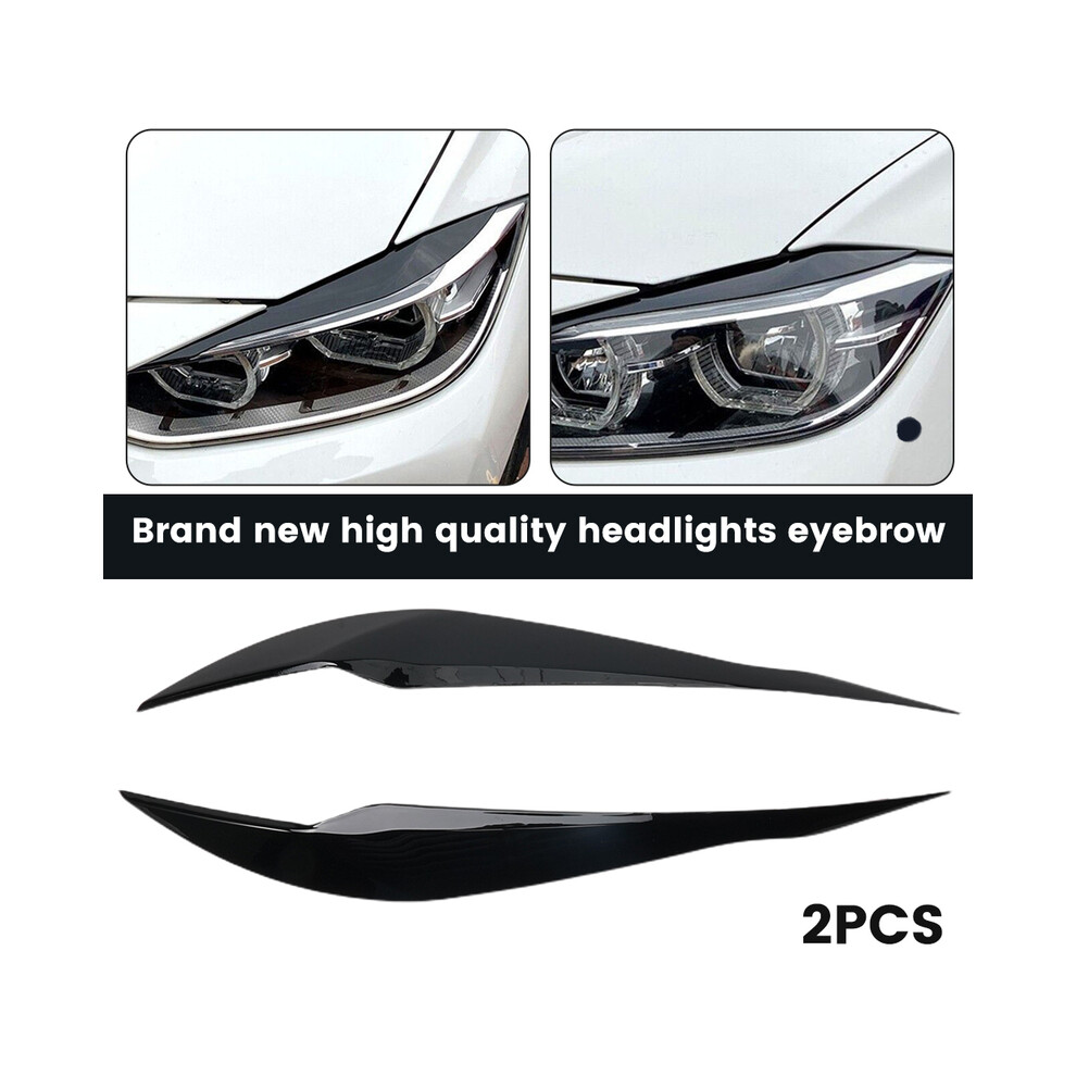 Maxpower 2Pcs F30 Abs Plastic Headlight Cover Eyelid Gloss Eyebrow For Bmw F30 Saloon 2012-2018 Car Accsesories Black