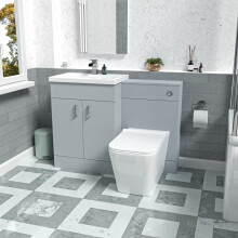 Nes Home Matte Grey 1100mm Freestanding Vanity WC Unit & Rimless BTW Toilet Flat Pack