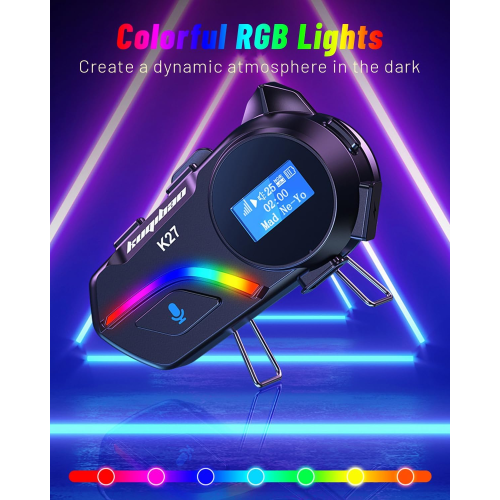 Fones capacete Bluetooth RGB cancelamento de ruído microfone rígido Bluetooth 5.3 som definitivo preto 1