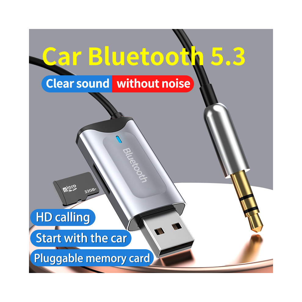 Maxpower Bluetooth Receiver 5.3 Stereo Wireless Car Usb To 3.5Mm Jack Aux Audio Adapter Music Mic Handsfree Call Sd Card Slot For