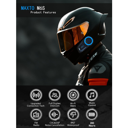 Casque interphone Mesh, double puce, système de communication Bluetooth CVC avec suppression du bruit, noir 2