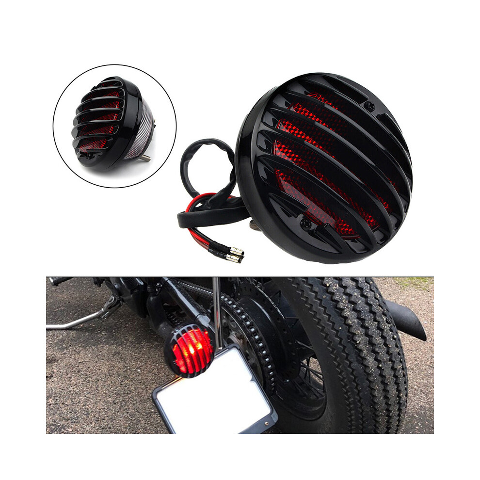 Maxpower 1Pc Round Motorcycle Tail Universal 12V Motorcycle Modified Plastic Rear Tail Signal Lamp Brake Stop Indicator Light/Red
