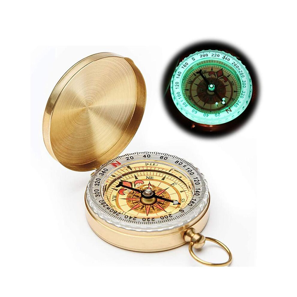 Maxpower Pure Copper Compass Vintage Watch Compass Luminous Pocket Compass For Ountaineering Camping Hiking Retro Flip Outdoor Tool