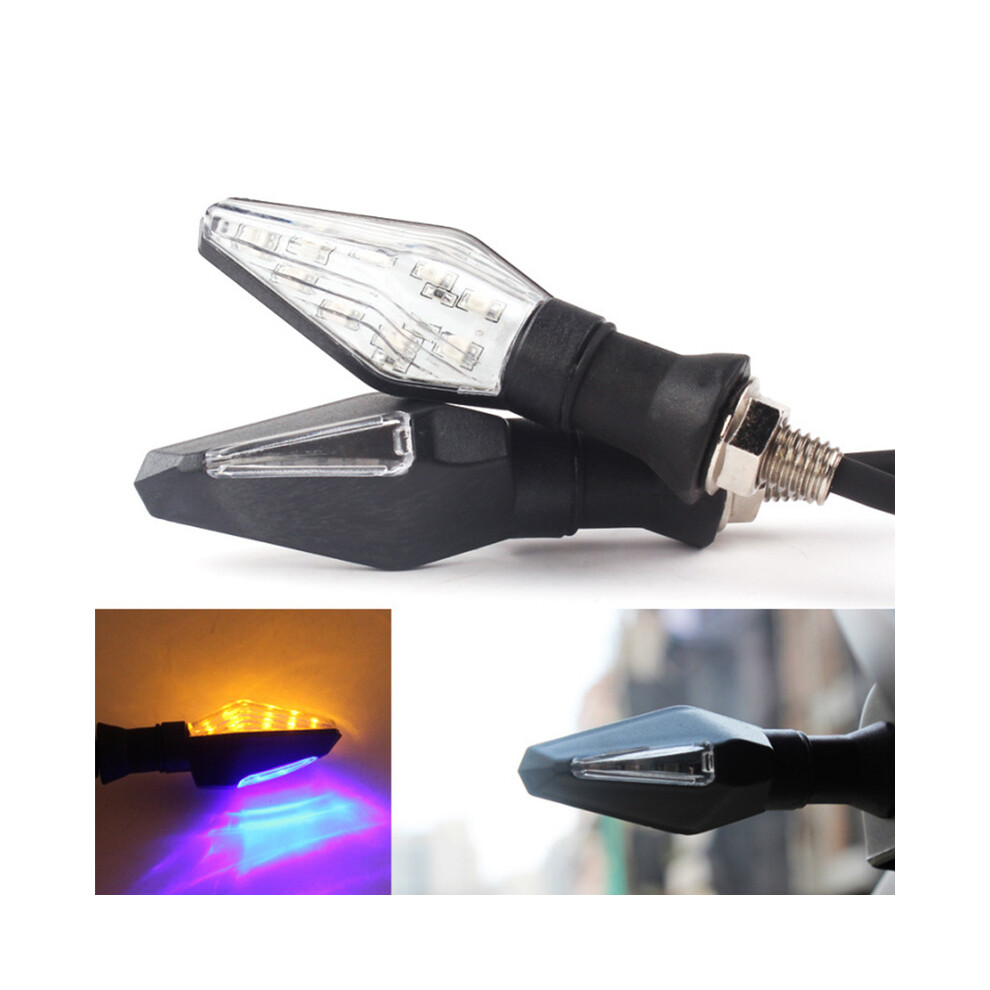 1Pc Universal 12Led + Double Color Motorcycle Turn Signal Indicator Blinker For Motorcycle Motorbike Off Amber/Blue/Light 9190758806632