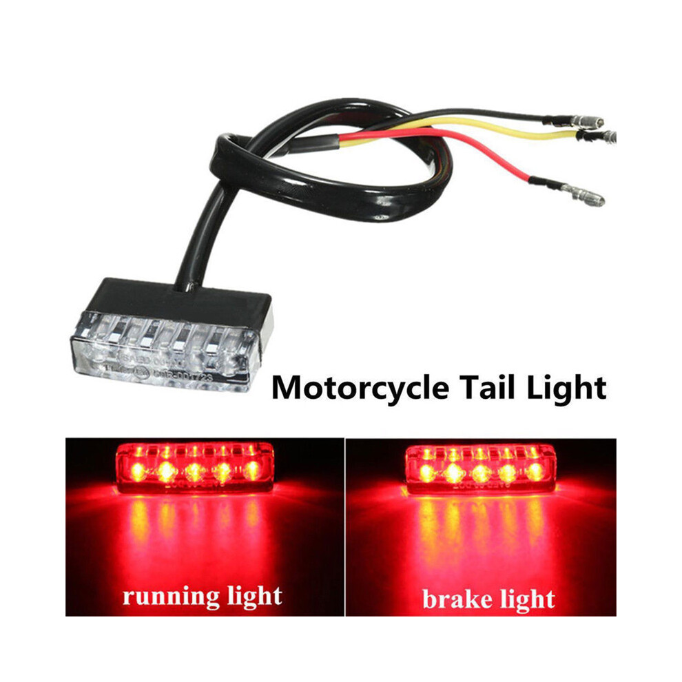 12V Mini 5 Led Motorcycle Scooter Atv Bike Rear Tail Stop Brake Lamp Red/Light 9190758799286