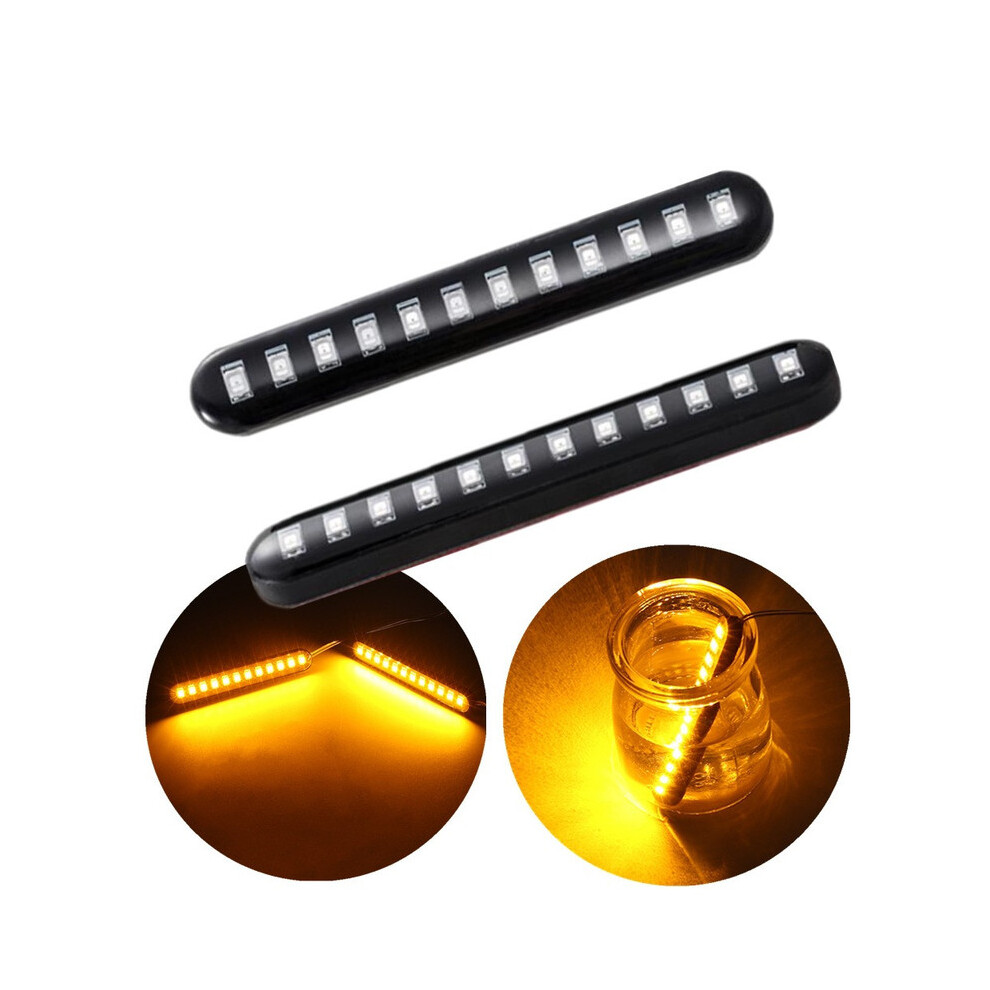 Maxpower 2Pcs 12 Led Moto Signal Lights Sequential Water Flowing Mini Strips Motorcycle Car Strips Led Turn Signal Flasher Lights