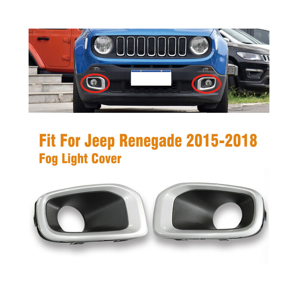 Maxpower 2Pcs Fog Cover Bezels (Lh+Rh) For Jeep Renegade 2015-2018 Pair Fog Cover Bezel Bumper Lamp Front Car Accessory Light