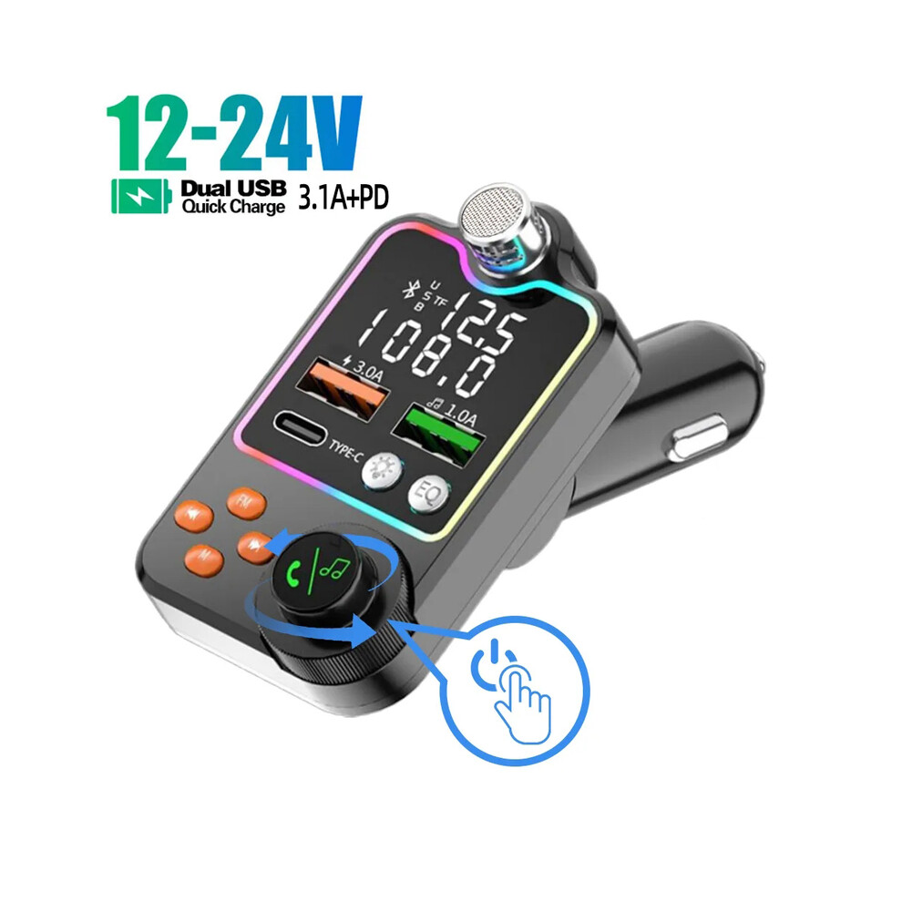 Maxpower Car Fm Transmitter Modulator Bluetooth 5.0 Fm Transmiter 3.1A Dual Usb Port Pd Charging Handsfree Car Kit Wireless Aux Audio