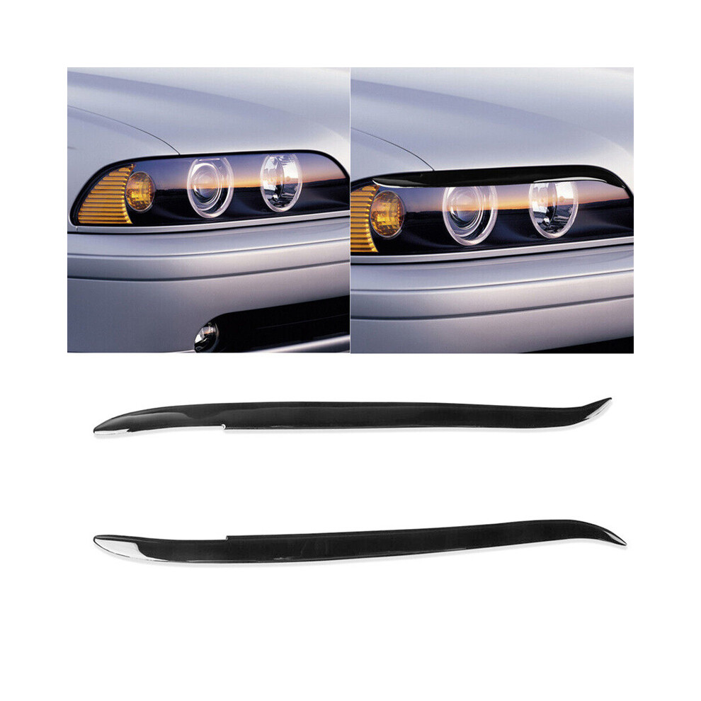 For Bmw 5 Series E39 1995-2003 Glossy Piano Headlight Eyelid Eyebrow Trim Direct Replacement Car Accessories Black 9190758792706