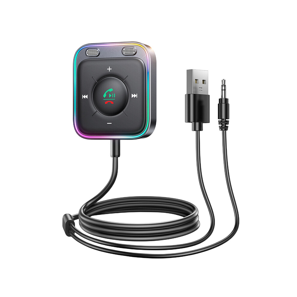 Bluetooth-Compatible 5.3 Aux Adapter Enhanced Wireless Receiver Dual Mics Audio Transmitter Noise Cancellation For Auto 9190758791273