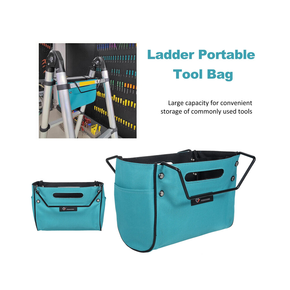 Telescoping Ladder Tool Bag Portable Utility Tools Bags Herringbone Ladder Tool Storage Bag 600D Waterproof Tool Organizer