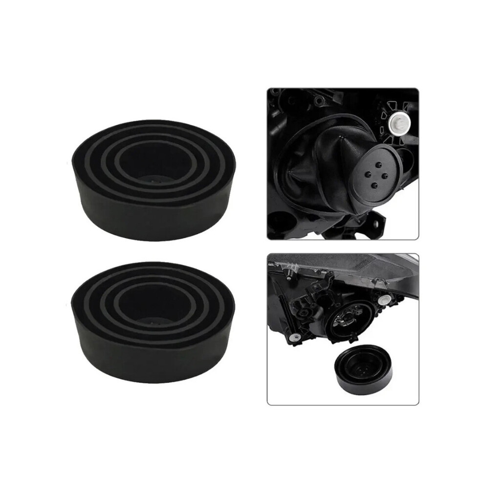Maxpower 2Pcs Car Headlight Rubber Cover Auto Head Lamp Sealing Dust Cap Car Lights Waterproof Cover Car Lights Universal Accessories Black