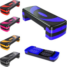 (Blue, 3 Level) Fitness Stepper Adjustable Height Aerobic Step 3 & 5 Level Options