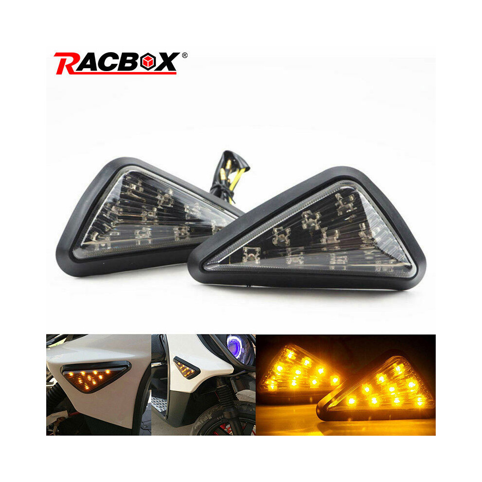 2Pcs Motorcycle Led Turning Lamp Smoke Triangle Flush Mount Led Turn Signal Indicators Lights Blinker Day Running Amber 9190758772173