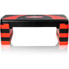 (Red, 5 Level) Fitness Stepper Adjustable Height Aerobic Step 3 & 5 Level Options