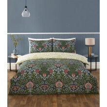 (Double, Blue) Duvet Cover Set Bedding Floral Design Reverible Heritage Flora
