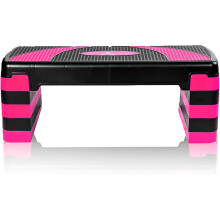 (Pink, 5 Level) Fitness Stepper Adjustable Height Aerobic Step 3 & 5 Level Options