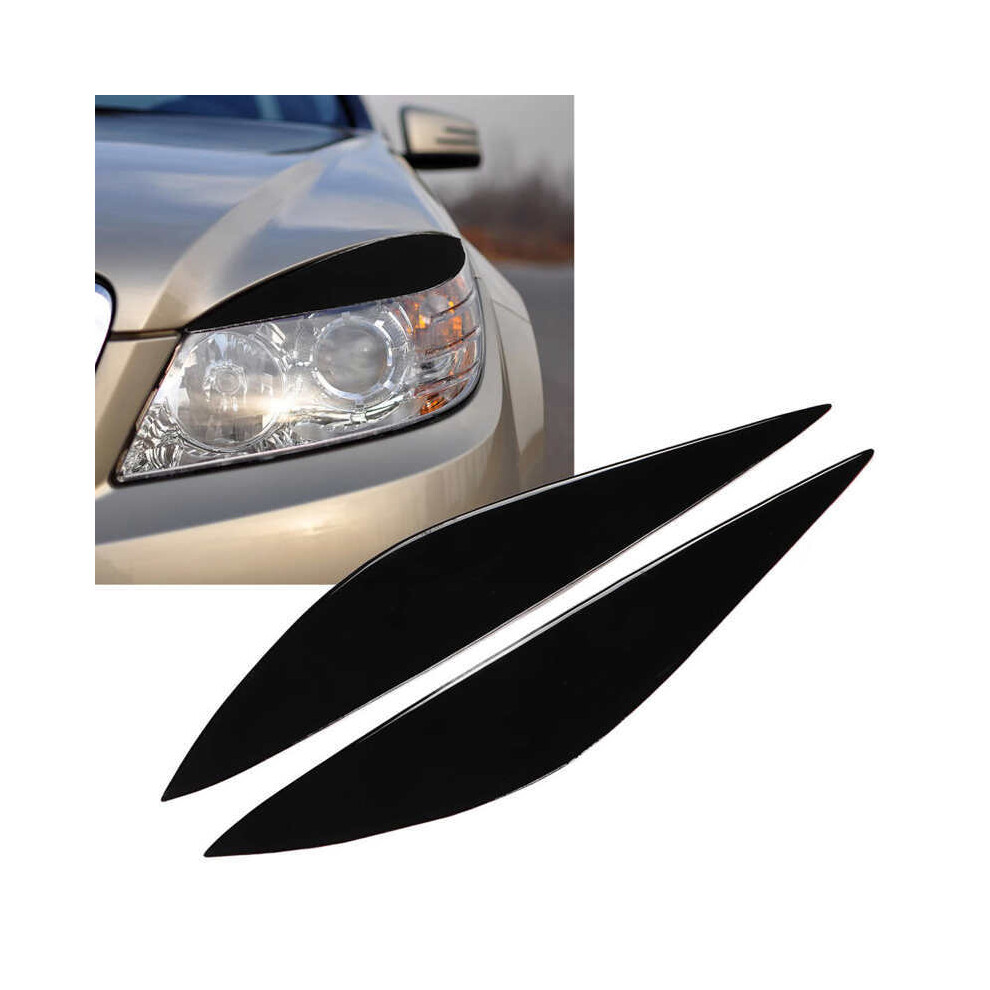 Front Headlight Eyebrow Trim Soft Plastic Replacement For MercedesâBenz W204 PreâFacelift 2008 2009 2010 2011 Glossy Black 9190758881806