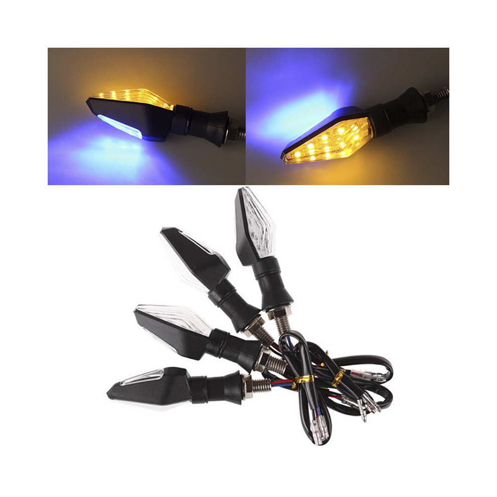 1Pc Universal 12Led + Double Color Motorcycle Turn Signal Indicator Blinker For Motorcycle Motorbike Off Amber/Blue/Light 9190758876512