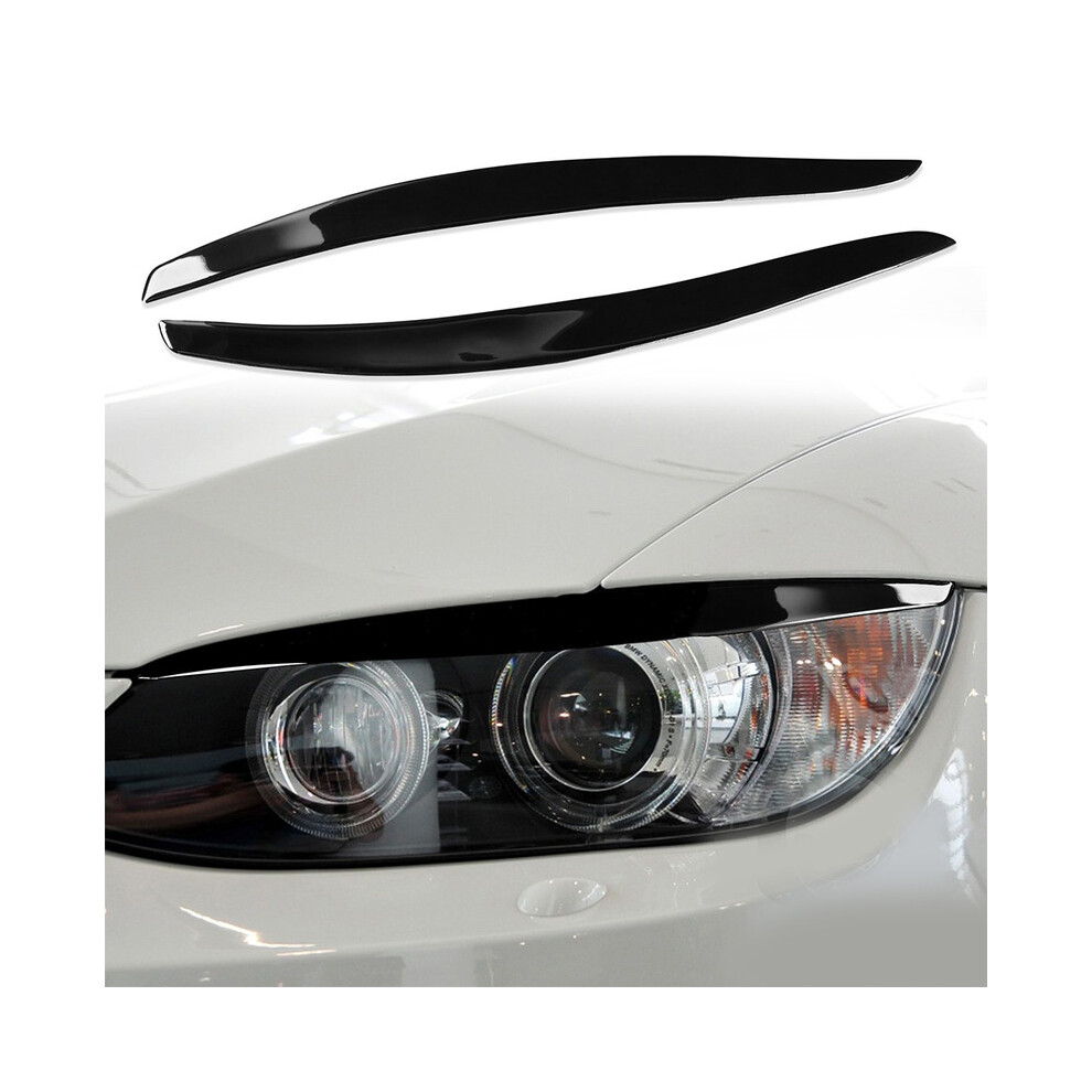 Maxpower 2Pcs Gloss Headlight Eyelids Eyebrows Trims Headlight Eyebrow Eyelid Cover Trim For Bmw 3 Series E92 E93 M3 2006~2012 Black
