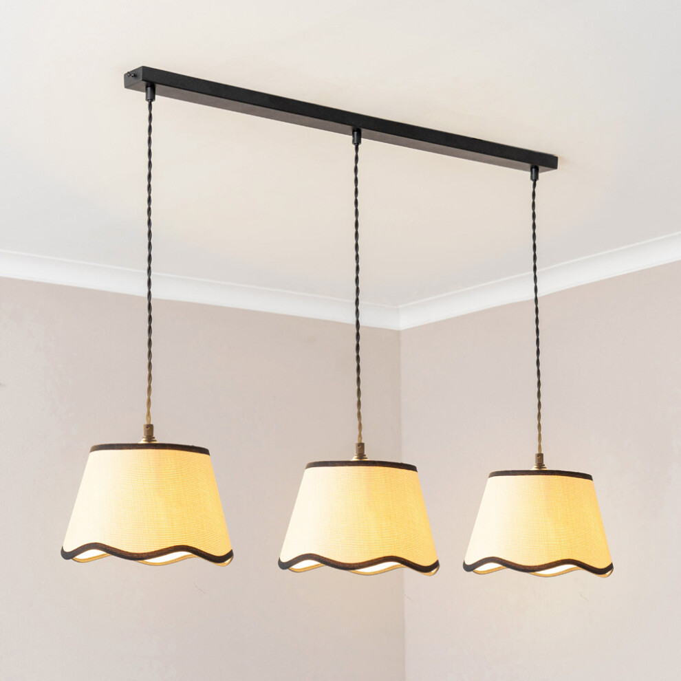 ValueLights Dutton Black Trim 3 Drop Bar Black Diner Ceiling Light