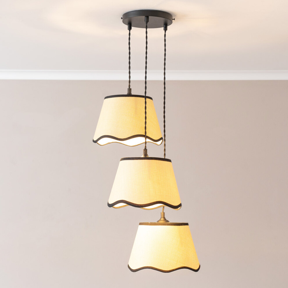 ValueLights Dutton Black Trim 3 Drop Cluster Matte Black Ceiling Light