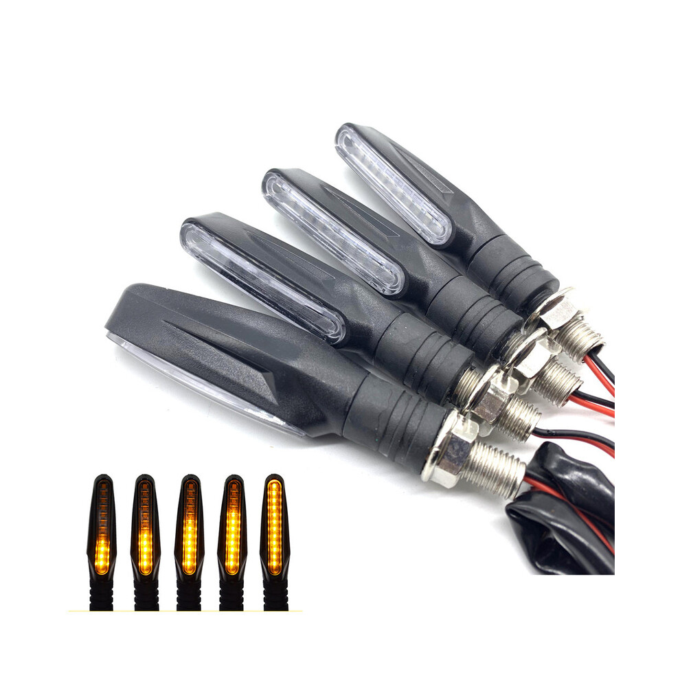 Maxpower 4Pcs Motorcycle Turn Sequential Signals Led Blinker Flowing Water Flashing Lights Tail Stop Indicators Turn Signal Amber