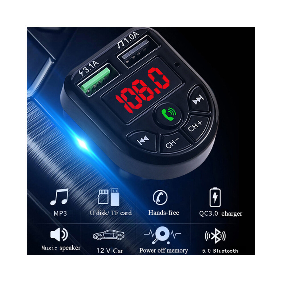 New Bluetooth 5.0 Fm Transmitter Car Kit Mp3 Modulator Player Wireless Handsfree Audio Receiver 3.1A Dual Usb Charger 9190758758573