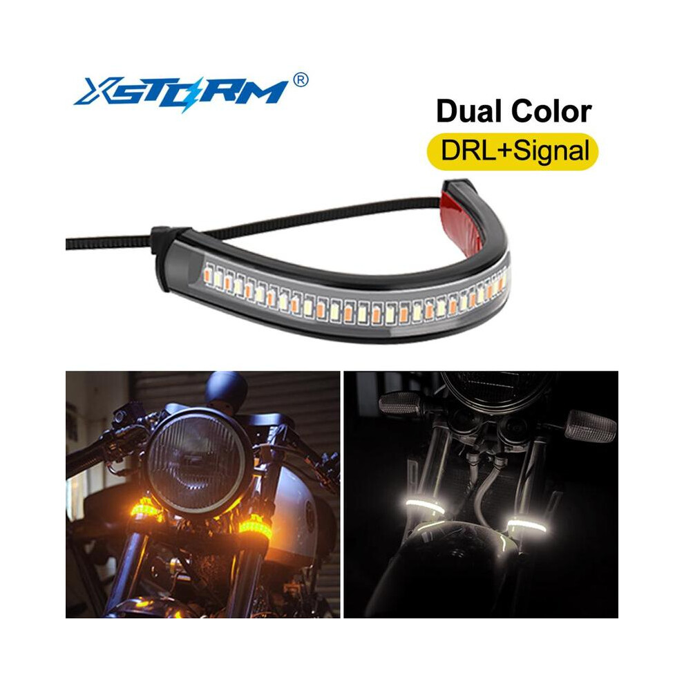 1Pc Universal Led Motorcycle Turn Signal & Drl Moto Flasher Ring Fork Strip Lamp Flashing Blinker 12V Light/Amber/White 9190758758139
