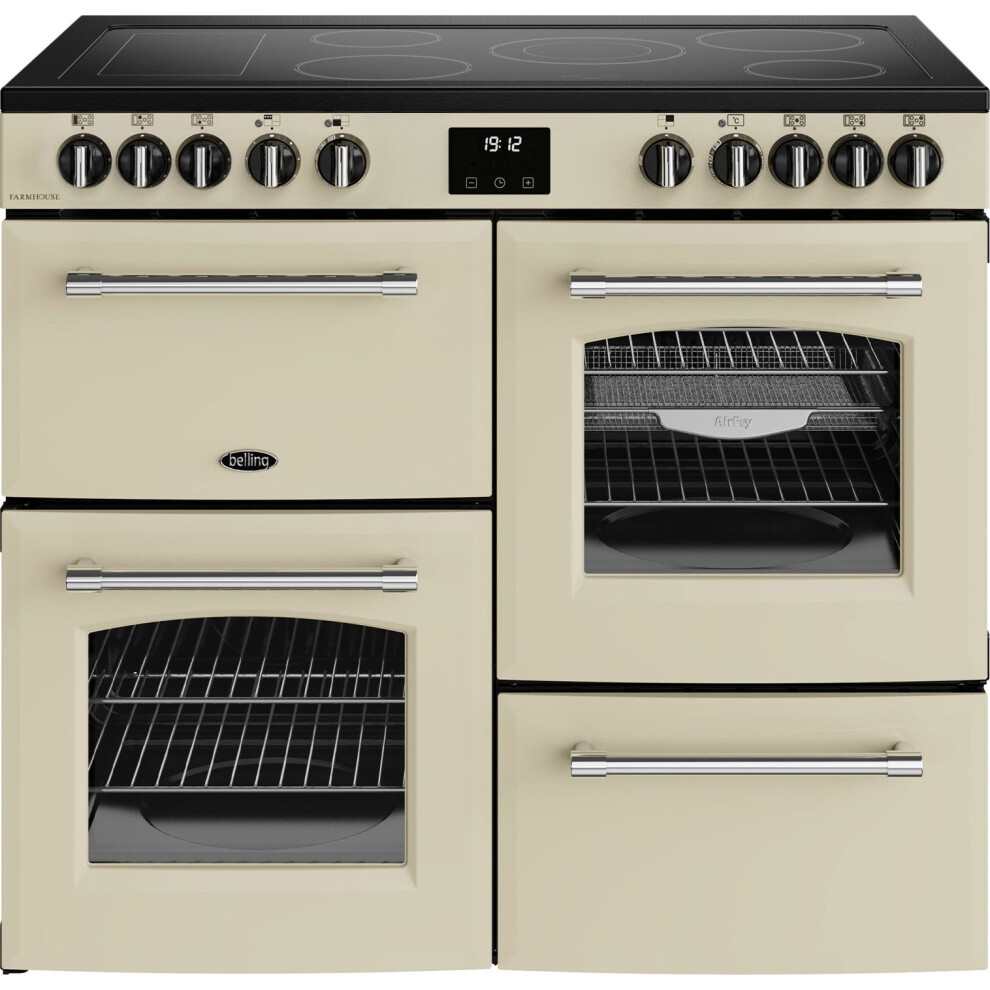 Belling Farmhouse 100E 100Cm Electric Range Cooker With Ceramic Hob – – A/A Rated Cream
