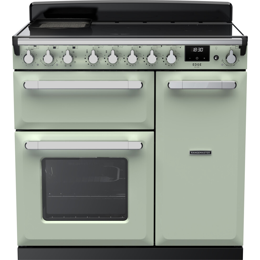 Rangemaster Estel Deluxe Esdl90eipmnt/Cm1 90Cm Electric Range Cooker With Induction Hob – Mint / Chrome – A/A Rated