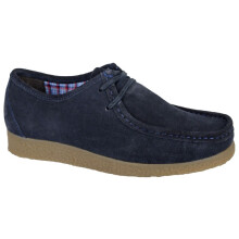 (UK Size 8, Navy Blue) Roamers M954 Men's Suede Memory Foam 2 Eyelet Apron Trapper Lace up Casual Shoes