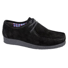 (UK Size 9, Black) Roamers M954 Men's Suede Memory Foam 2 Eyelet Apron Trapper Lace up Casual Shoes