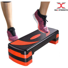 (Red, 3 Level) Fitness Stepper Adjustable Height Aerobic Step 3 & 5 Level Options