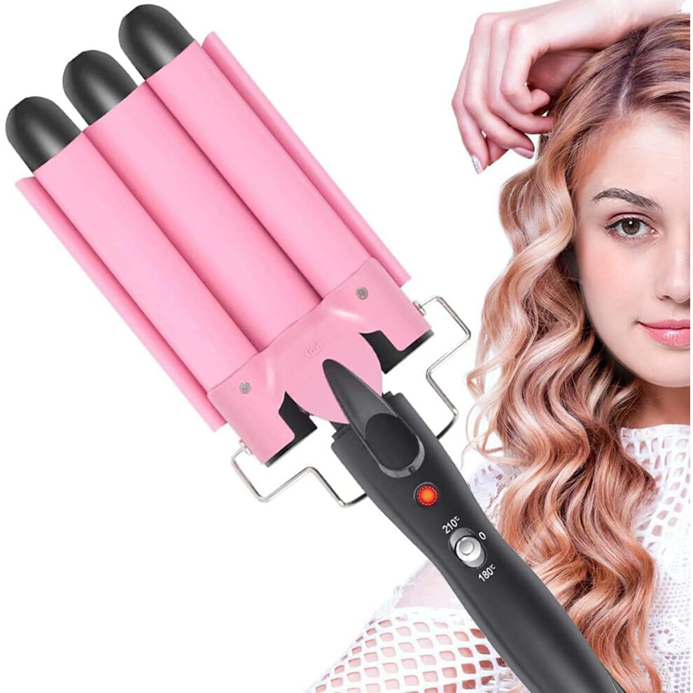 Fengke Curler - Hair Wave Waver Curling Tourmaline Ceramic Curler Adjustable Triple Pipe Hair Curler Curling Iron Styling Tool,35Cm(32Mm)