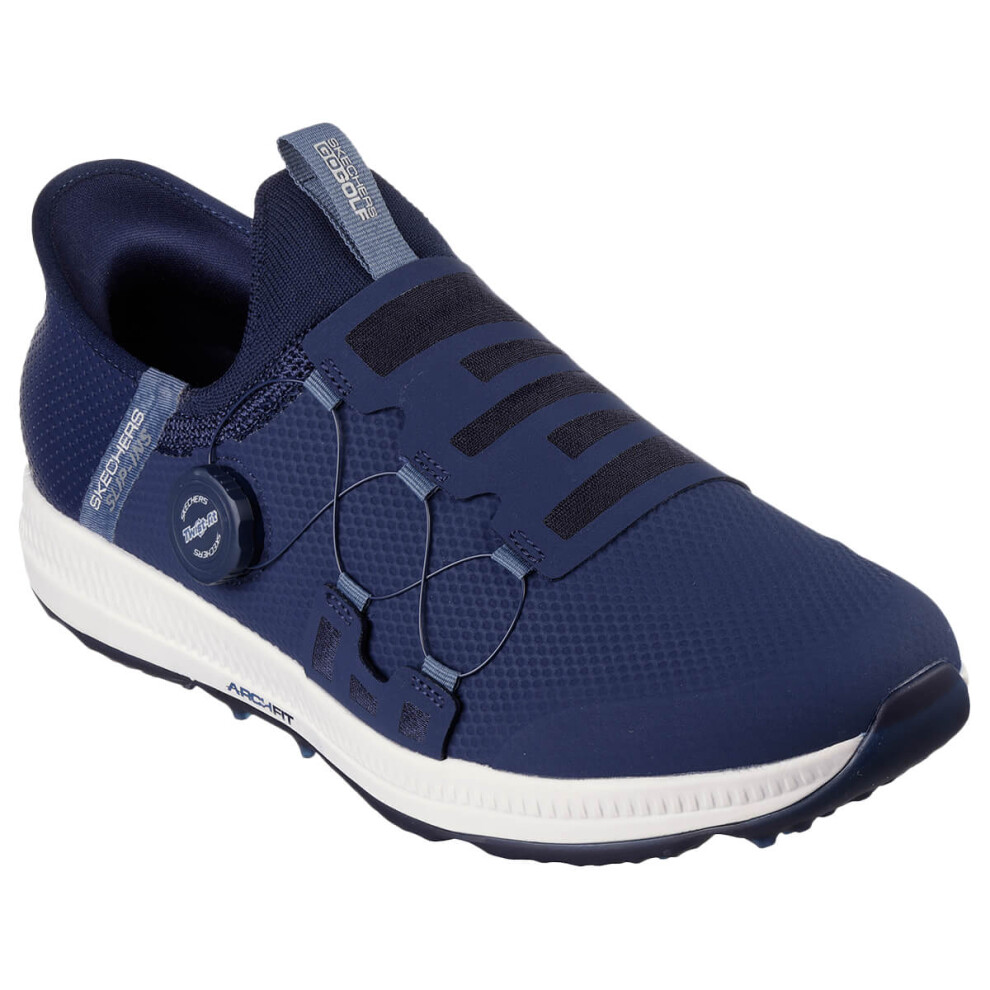 (UK 10, Navy) Skechers Mens 2025 Go Elite 5 Slip In Waterproof Spikeless Arch Fit Golf Shoes