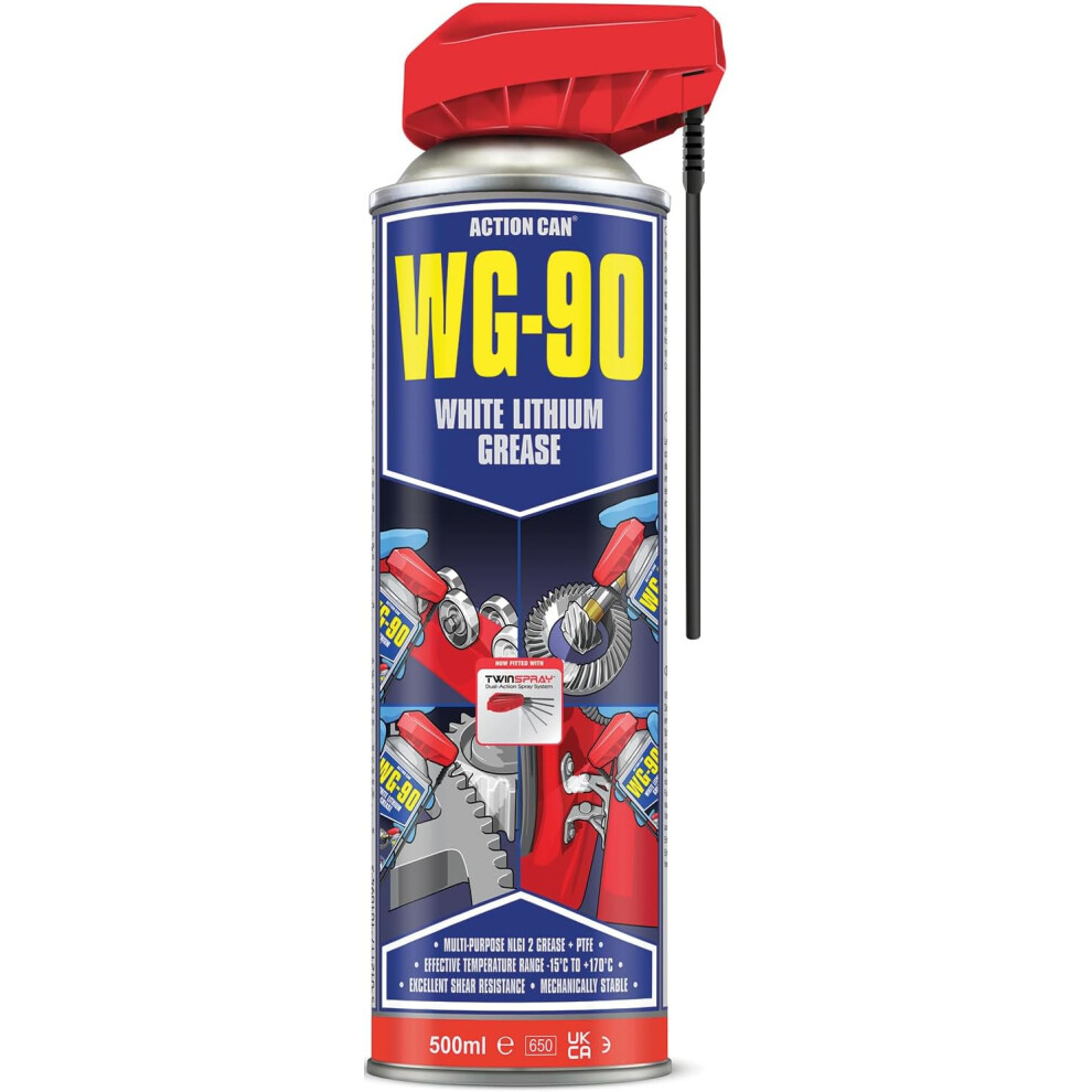 Action Can Wg-90 Lithium Grease Gearbox Lubricant Spray 500Ml White 5012117333334