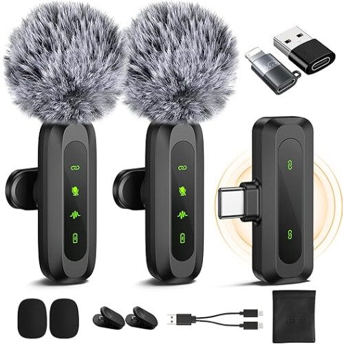 Jubolion Wireless Lavalier Microphone for iPhone, iPad, Android