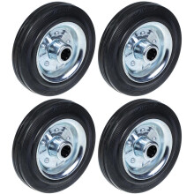 160 mm 6" schwarzes Gummirad mit gepresstem Stahlkern 150 kg - 4er Set